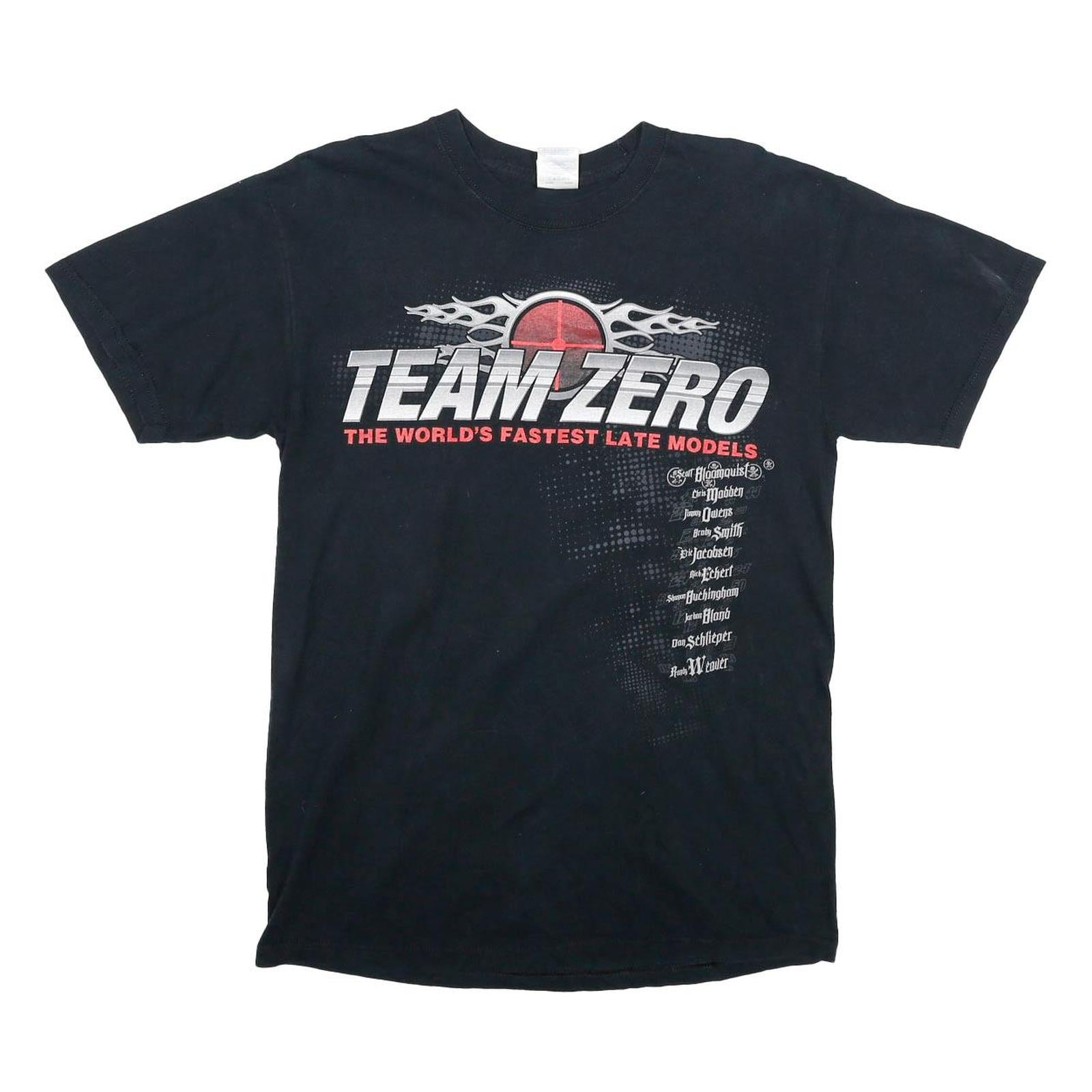 GILDAN Mens Black Team Zero Graphic T-Shirt M Short Sleeve Crew Neck Racing