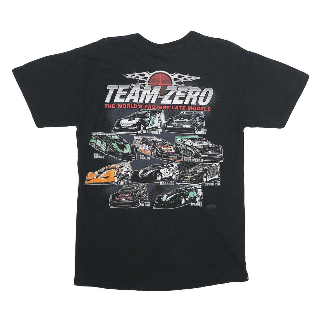 GILDAN Mens Black Team Zero Graphic T-Shirt M Short Sleeve Crew Neck Racing