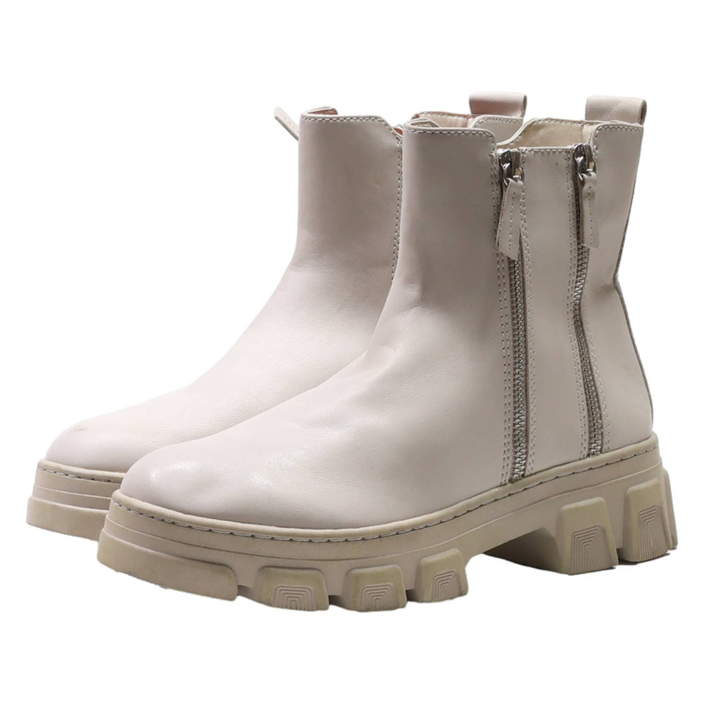 TAMARIS Ankle Boots Beige Leather Womens UK 7