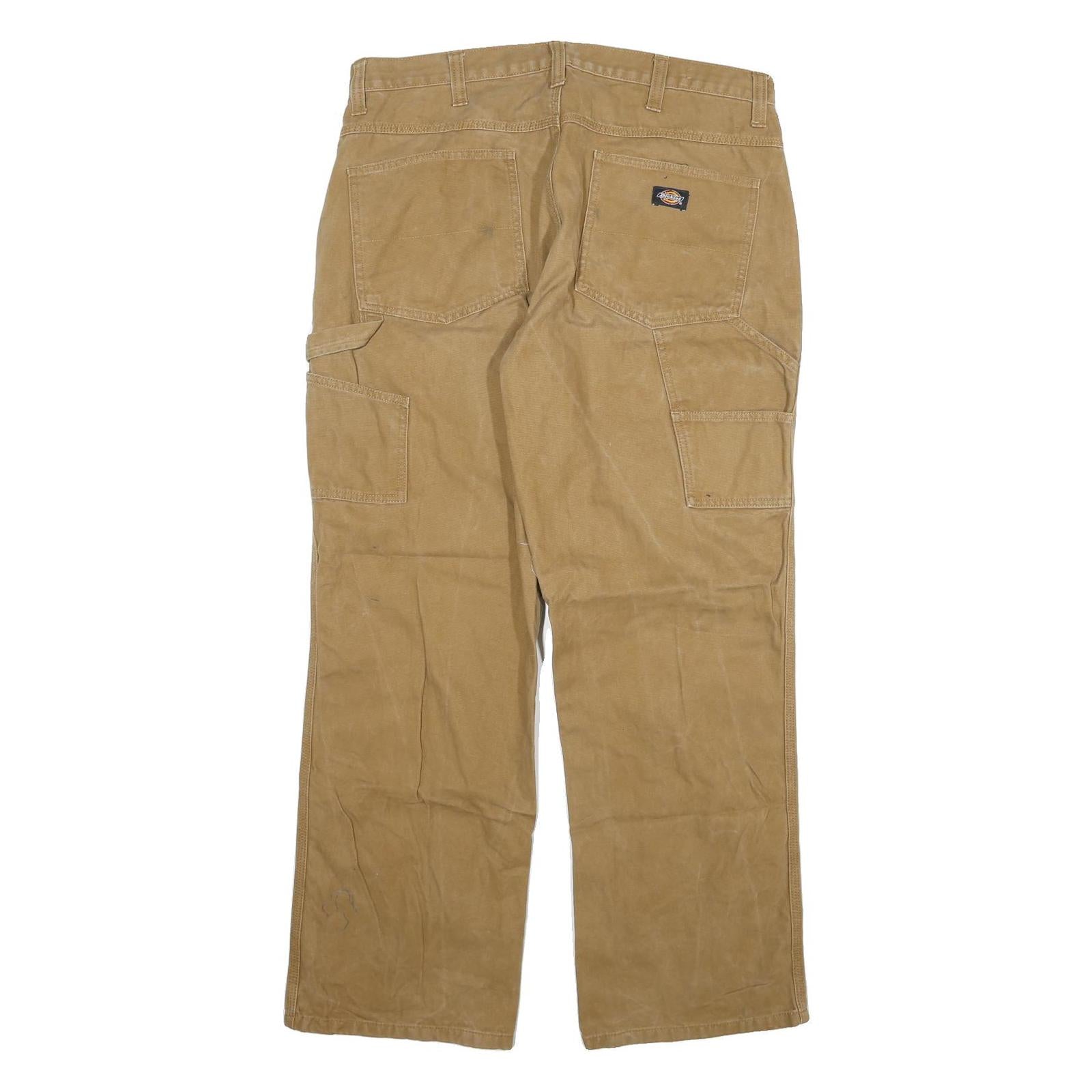 DICKIES Mens Jeans Beige Regular Straight Denim W38 L32 Workwear Cotton Blend