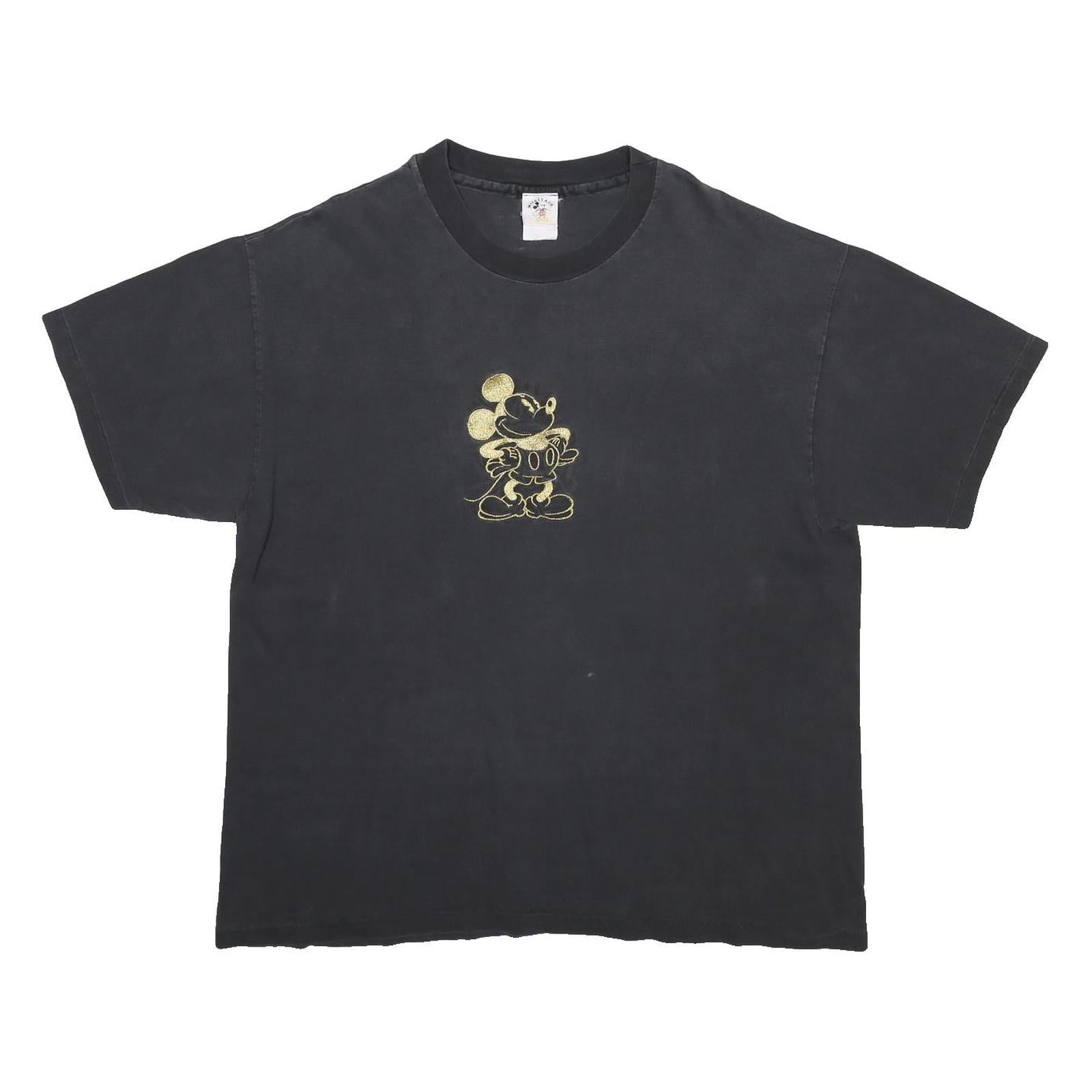 MICKEY & CO Womens Black Gold Graphic T-Shirt XL Short Sleeve Crew Neck Cotton