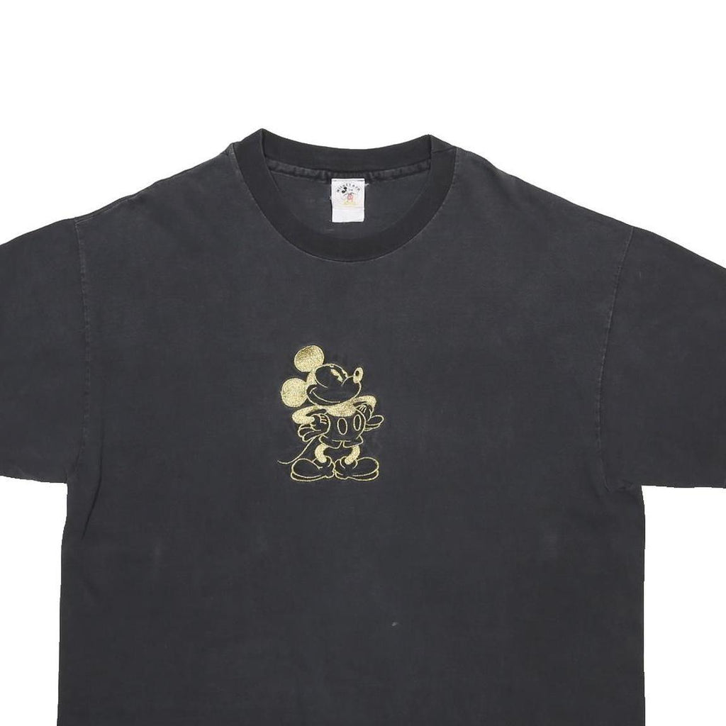 MICKEY & CO Womens Black Gold Graphic T-Shirt XL Short Sleeve Crew Neck Cotton