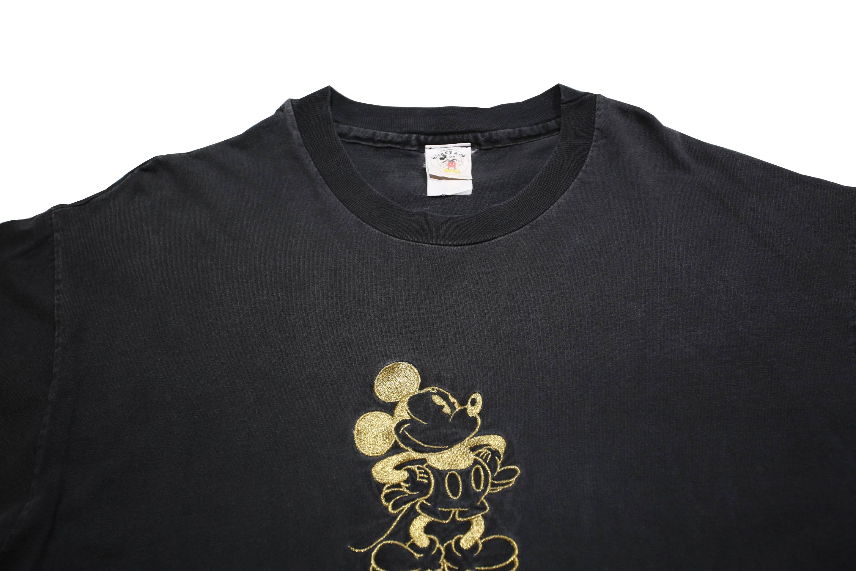 MICKEY & CO Womens Black Gold Graphic T-Shirt XL Short Sleeve Crew Neck Cotton