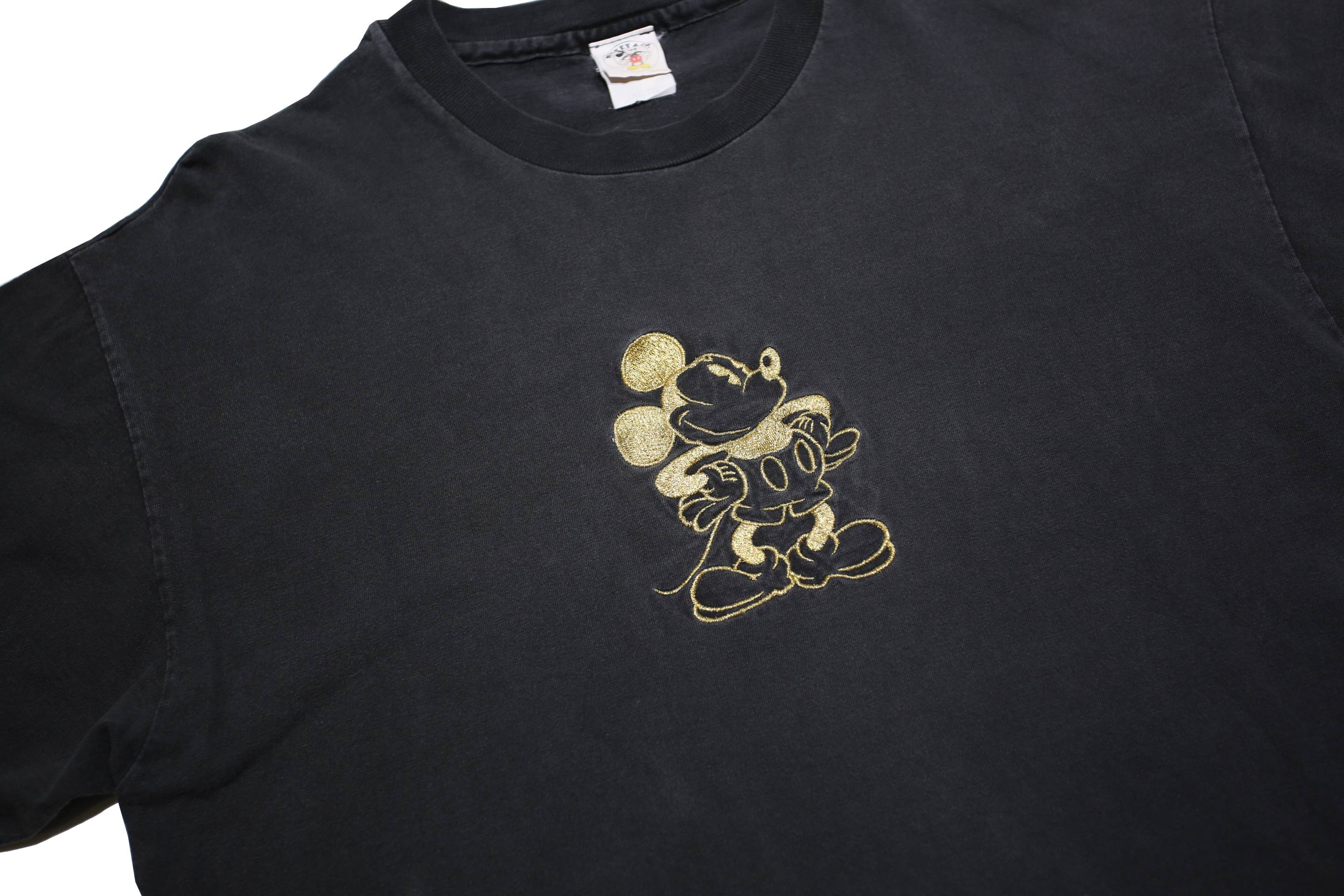 MICKEY & CO Womens Black Gold Graphic T-Shirt XL Short Sleeve Crew Neck Cotton