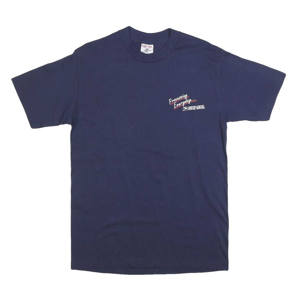 TEEJAYS Mens Navy Blue Safety Graphic T-Shirt M Short Sleeve Crew Neck