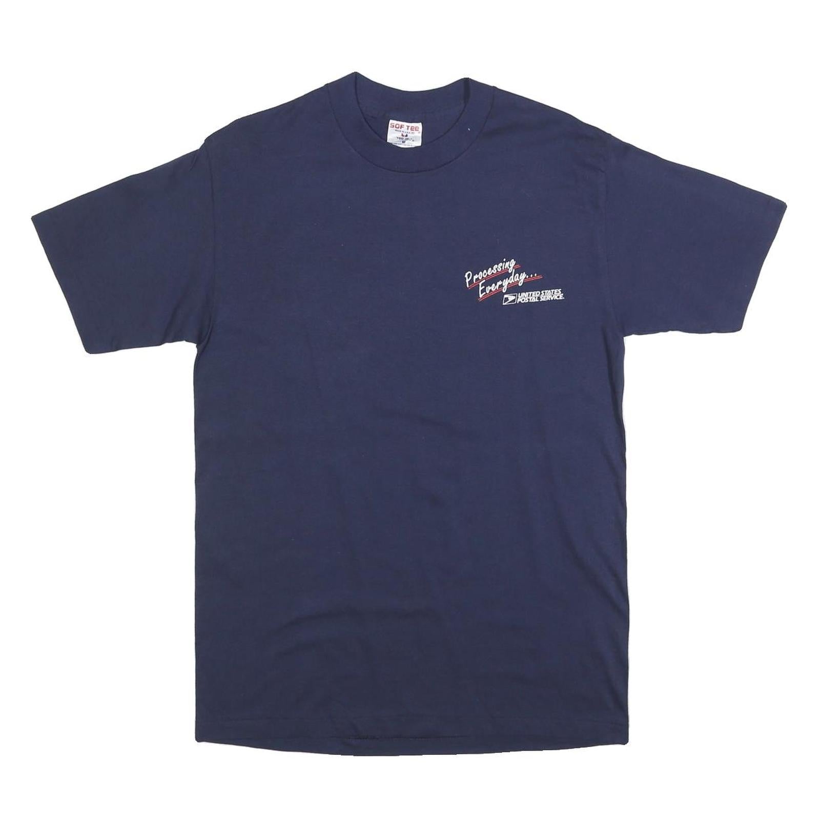 TEEJAYS Mens Navy Blue Safety Graphic T-Shirt M Short Sleeve Crew Neck