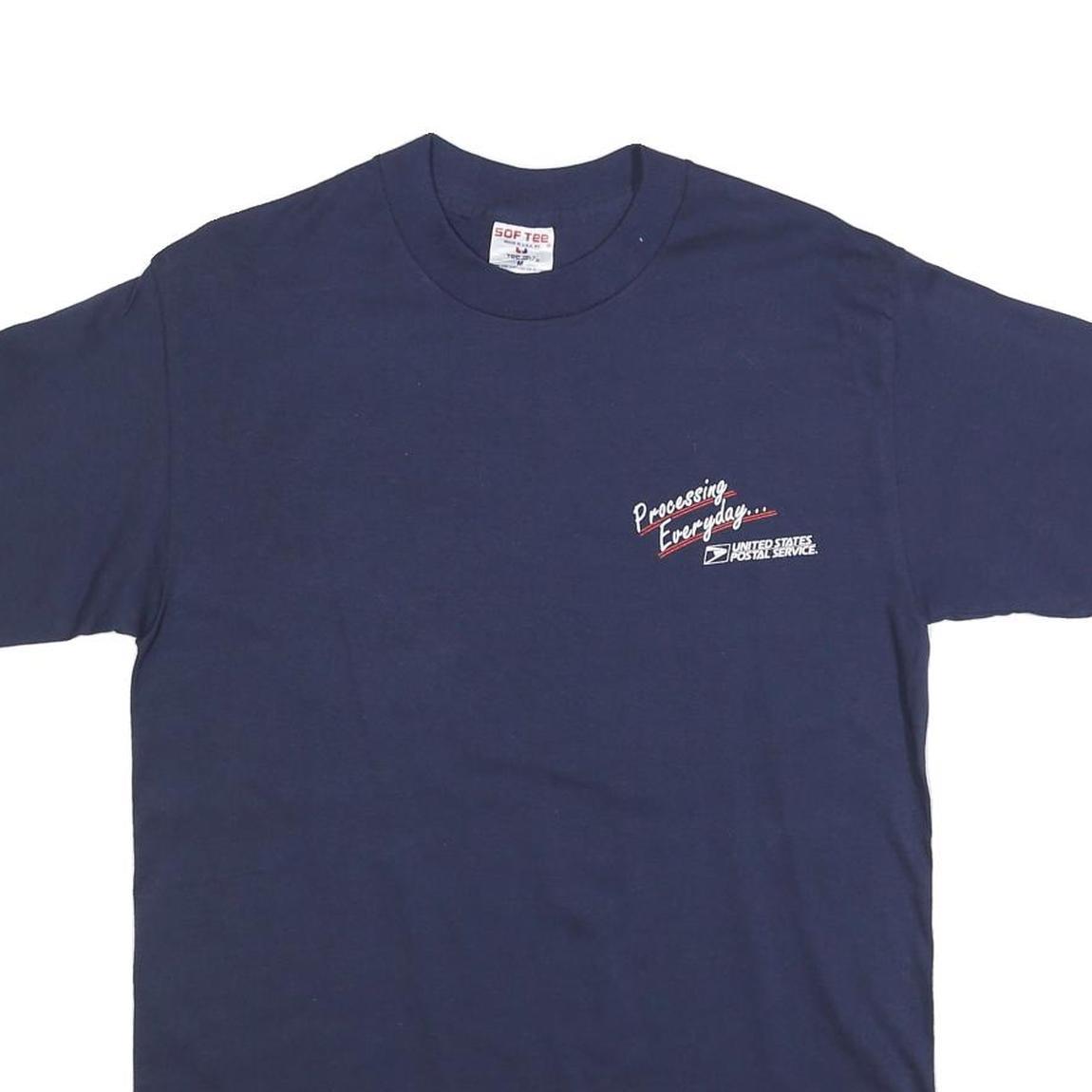 TEEJAYS Mens Navy Blue Safety Graphic T-Shirt M Short Sleeve Crew Neck