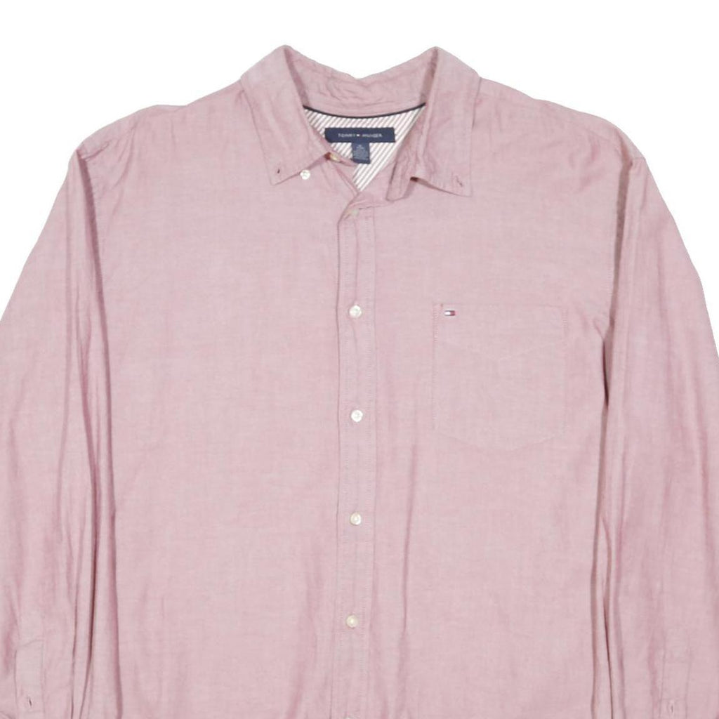 TOMMY HILFIGER Mens Pink Button Down Shirt XL Casual Long Sleeve Cotton Blend