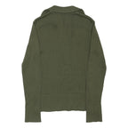 NEXT Womens Green Plain Polo Collar Basic Knit XS V-Neck Cotton Jumper