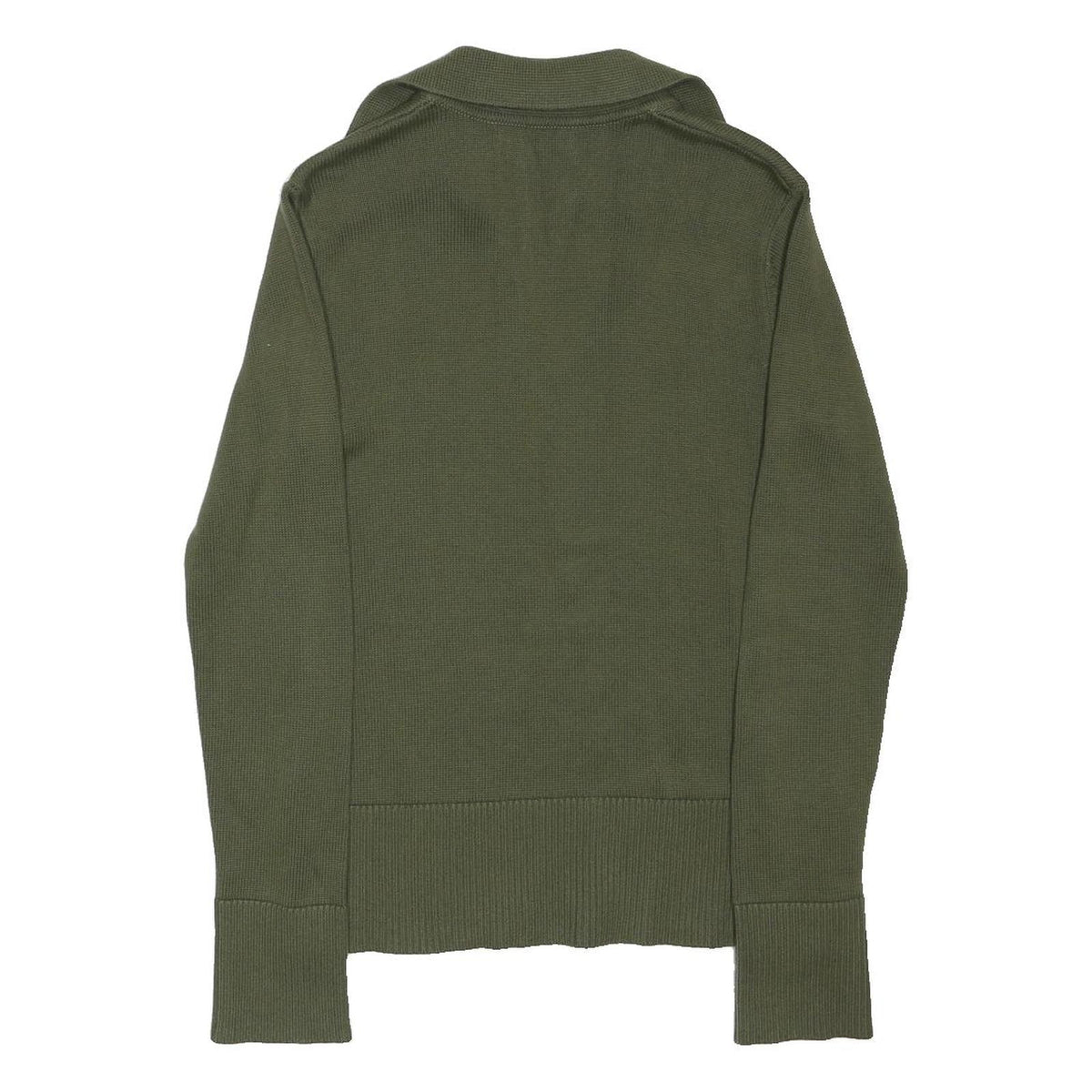 NEXT Womens Green Plain Polo Collar Basic Knit XS V-Neck Cotton Jumper