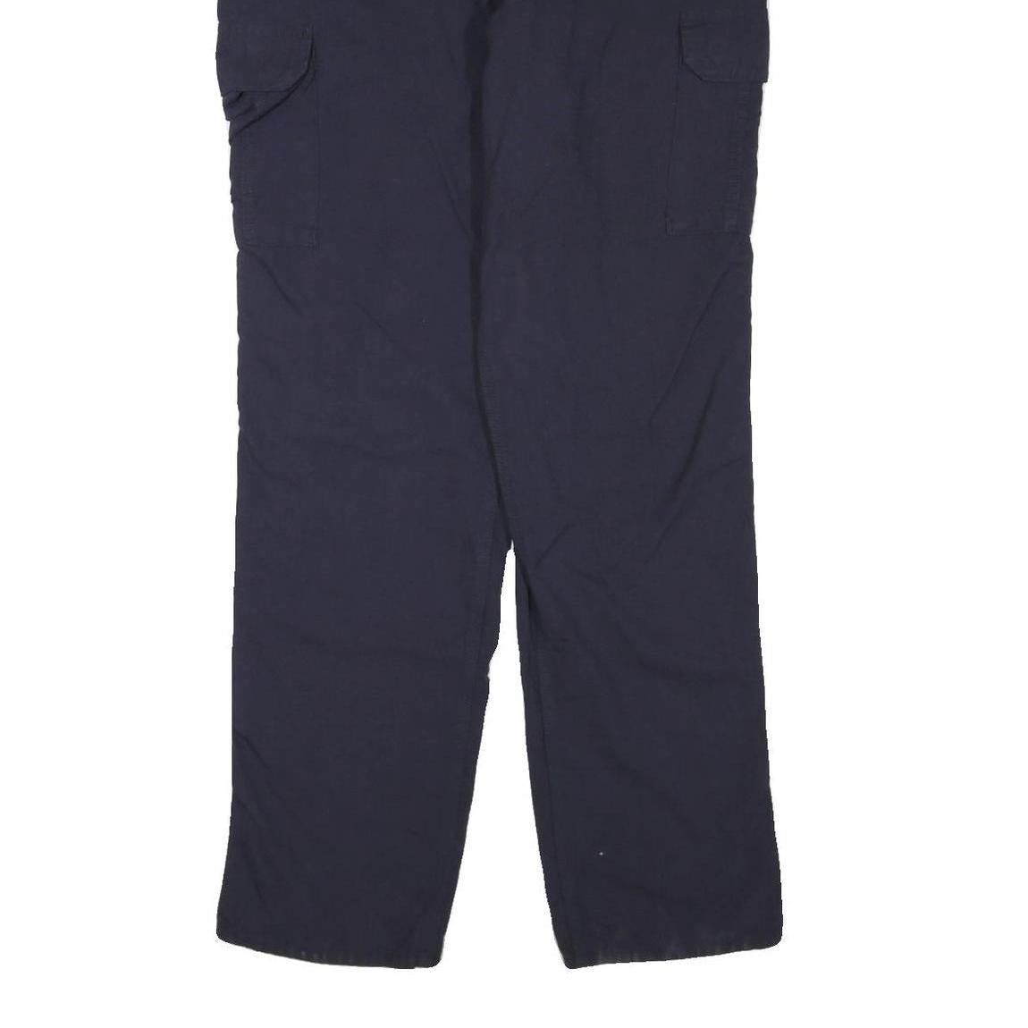 CARHARTT Mens Navy Cotton Blend Regular Cargo Trousers W38 L34 Workwear Zip