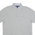 TOMMY HILFIGER Mens Grey Short Sleeve Plain Polo Shirt L Classic Cotton Blend