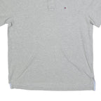 TOMMY HILFIGER Mens Grey Short Sleeve Plain Polo Shirt L Classic Cotton Blend