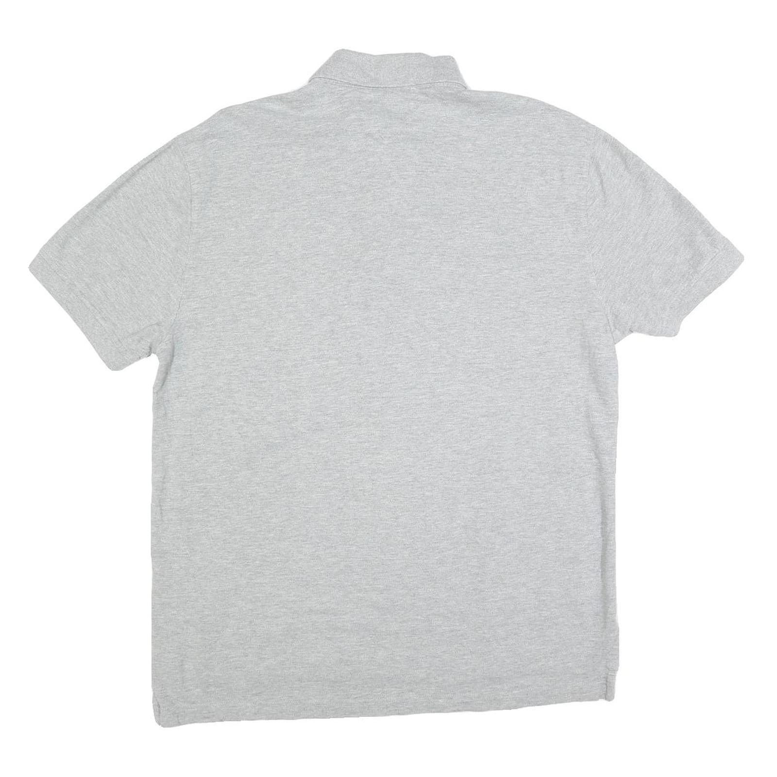TOMMY HILFIGER Mens Grey Short Sleeve Plain Polo Shirt L Classic Cotton Blend