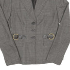 Womens Grey Cotton Blend Plain Tailored Jacket S Button Closure Classic Fit
