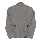 Womens Grey Cotton Blend Plain Tailored Jacket S Button Closure Classic Fit