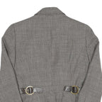 Womens Grey Cotton Blend Plain Tailored Jacket S Button Closure Classic Fit