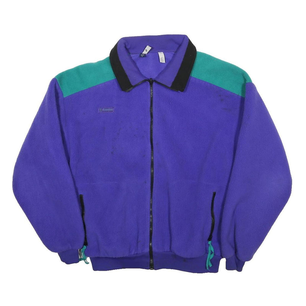 COLUMBIA Mens Purple Green Jacket L Polyester Zip Fleece Casual Outdoor Coat