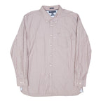 TOMMY HILFIGER Mens Red & White Striped Shirt XL Button Down Cotton Blend