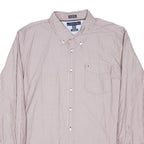 TOMMY HILFIGER Mens Red & White Striped Shirt XL Button Down Cotton Blend