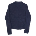 TOMMY HILFIGER Womens Jumper Blue V-Neck Tight Knit M