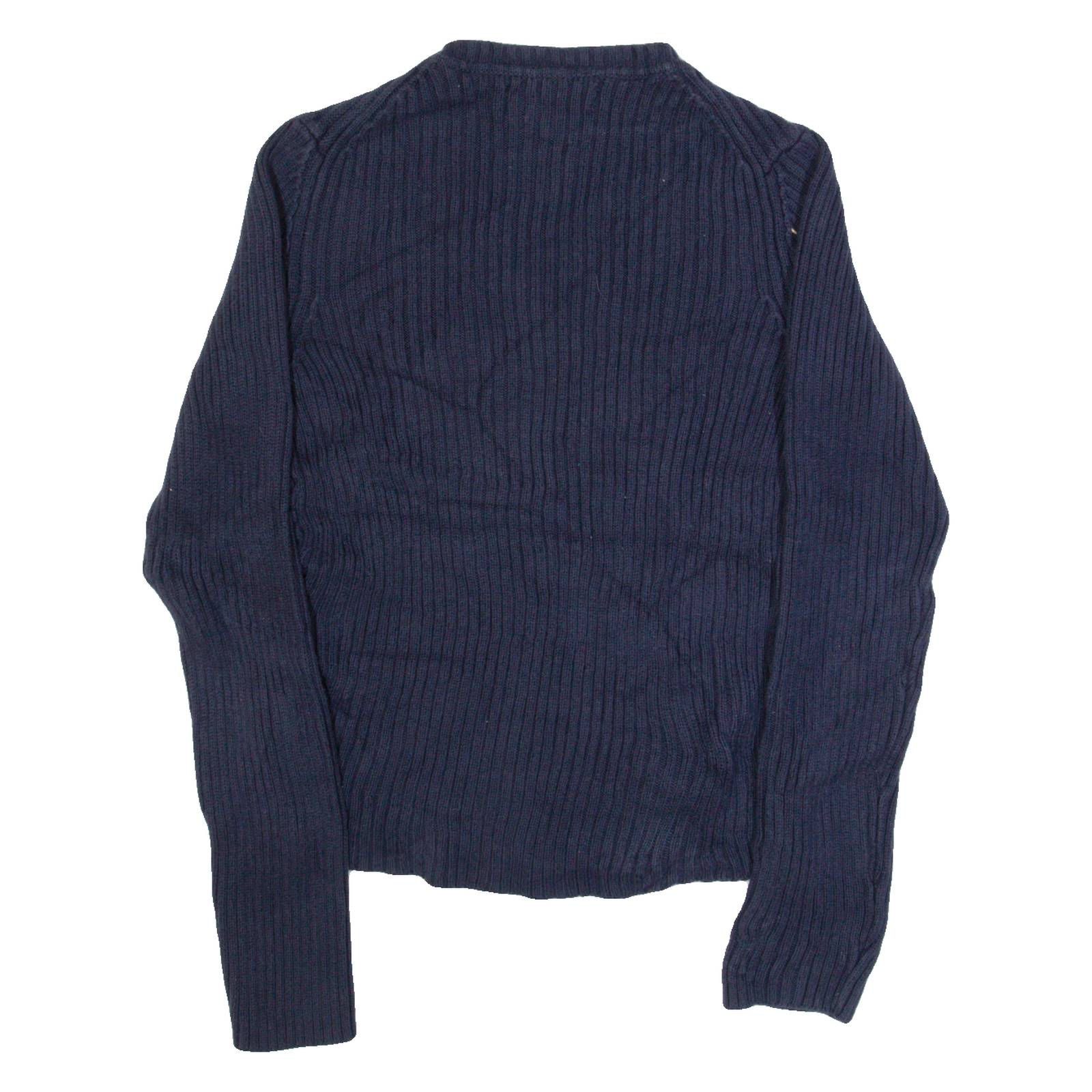 TOMMY HILFIGER Womens Jumper Blue V-Neck Tight Knit M