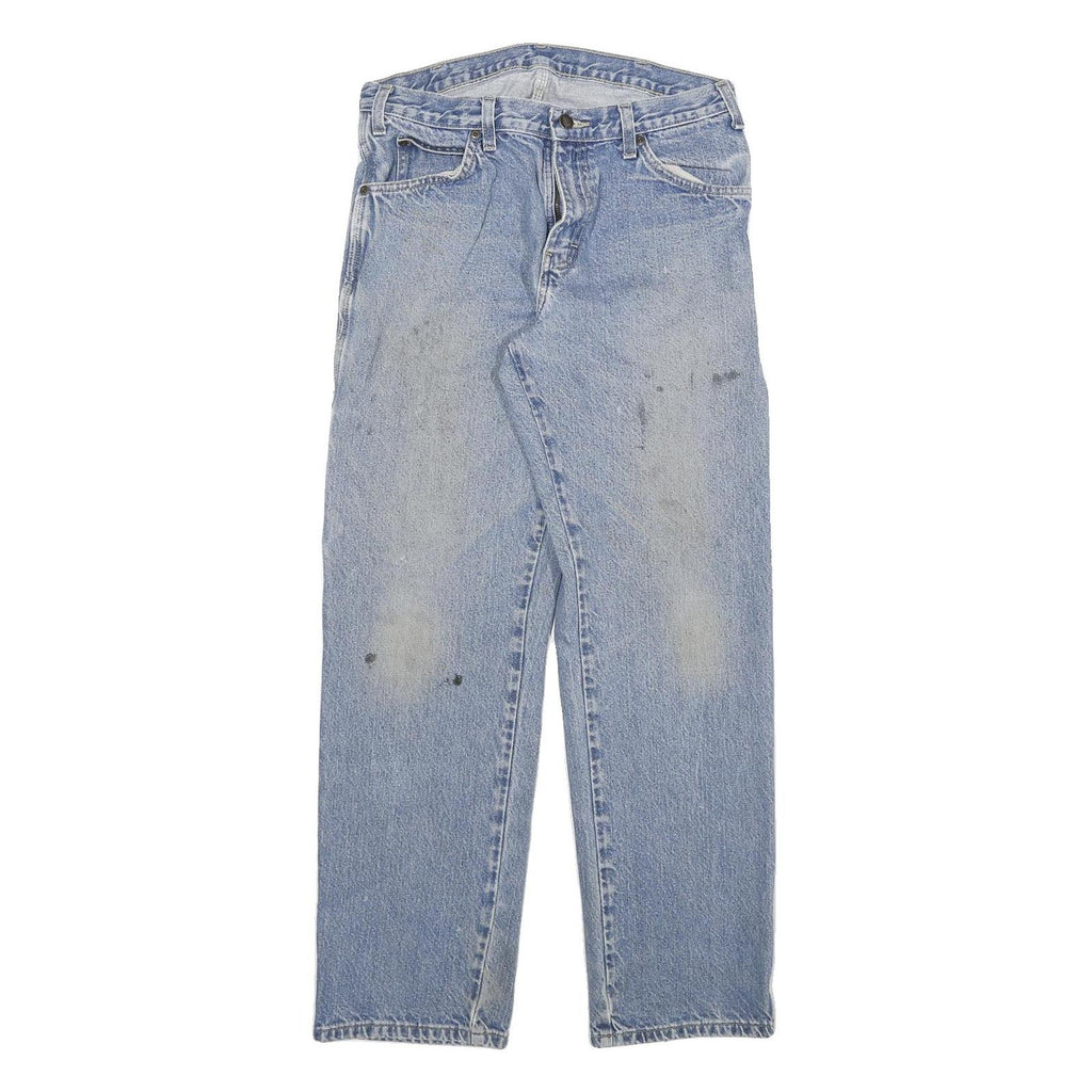 DICKIES Mens Blue Regular Straight Denim Light W32 L32 Zip Closure Workwear