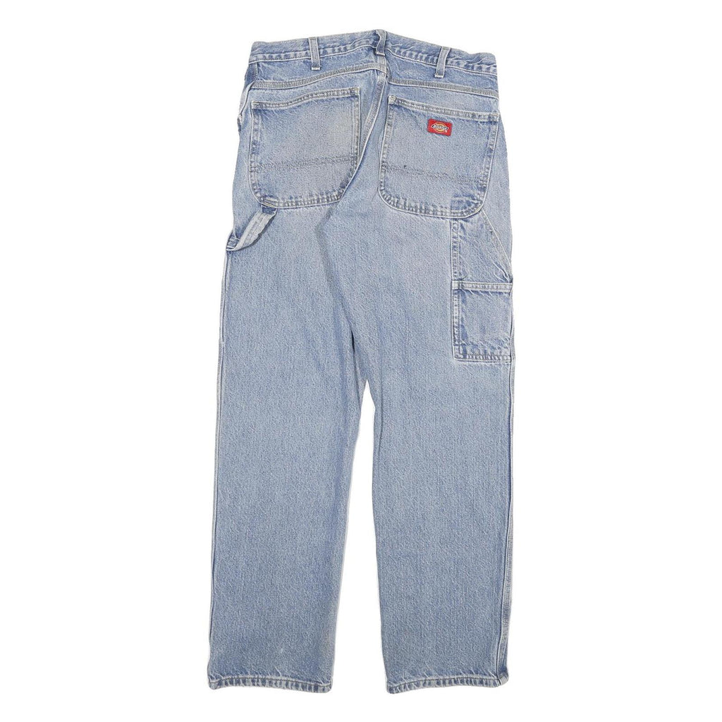 DICKIES Mens Blue Regular Straight Denim Light W32 L32 Zip Closure Workwear