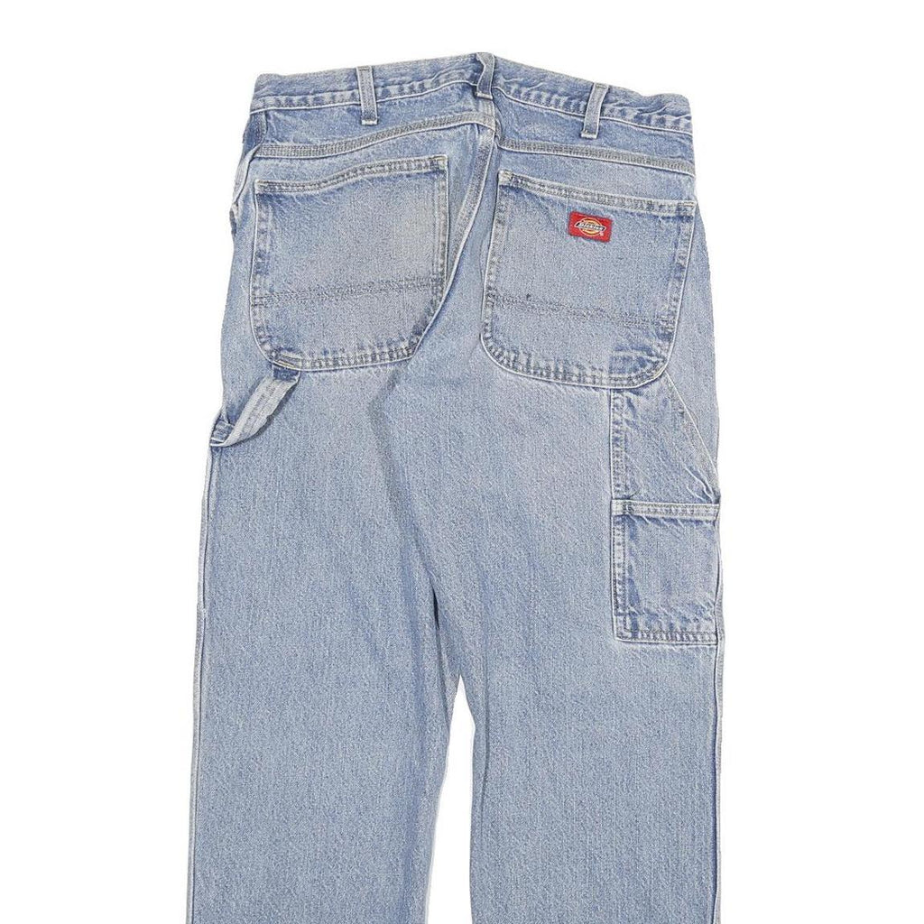 DICKIES Mens Blue Regular Straight Denim Light W32 L32 Zip Closure Workwear