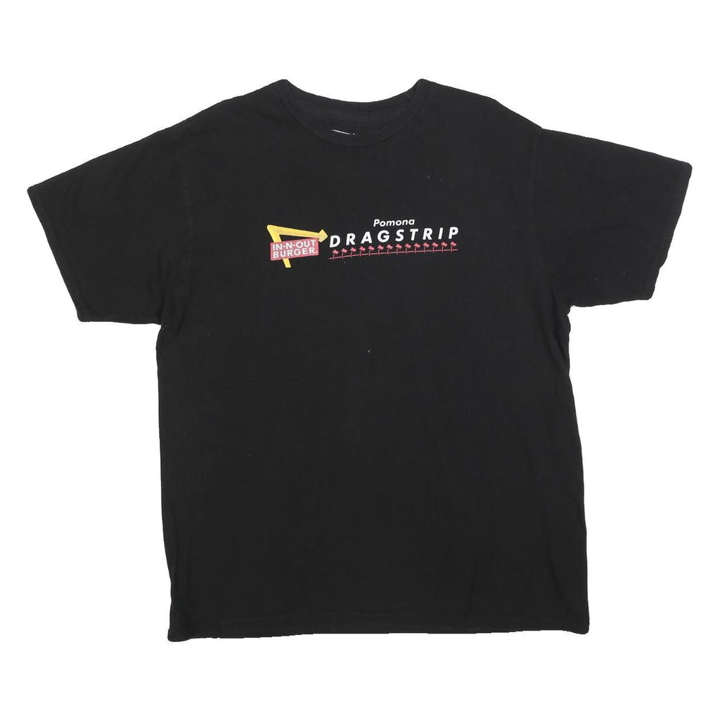 IN-N-OUT BURGER Mens Black Pomona Dragstrip Graphic T-Shirt L Short Sleeve Crew