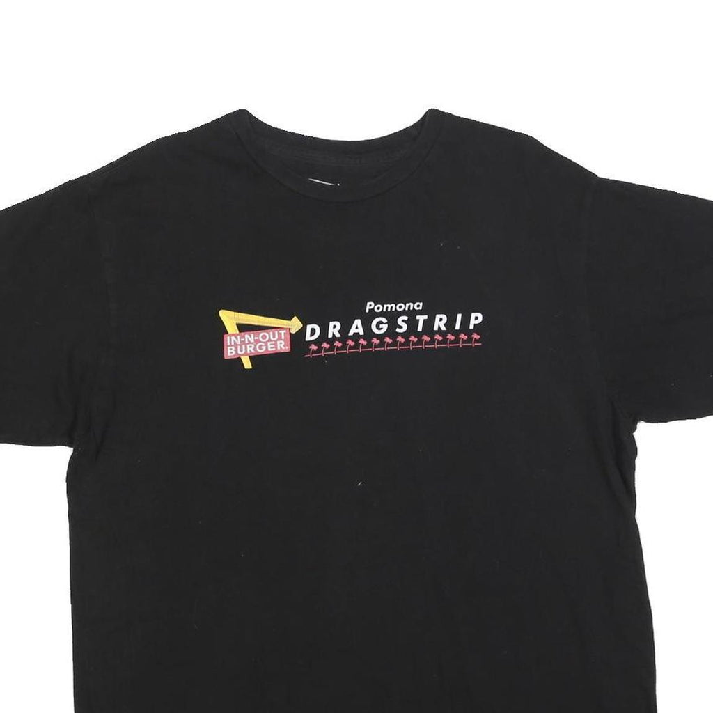 IN-N-OUT BURGER Mens Black Pomona Dragstrip Graphic T-Shirt L Short Sleeve Crew