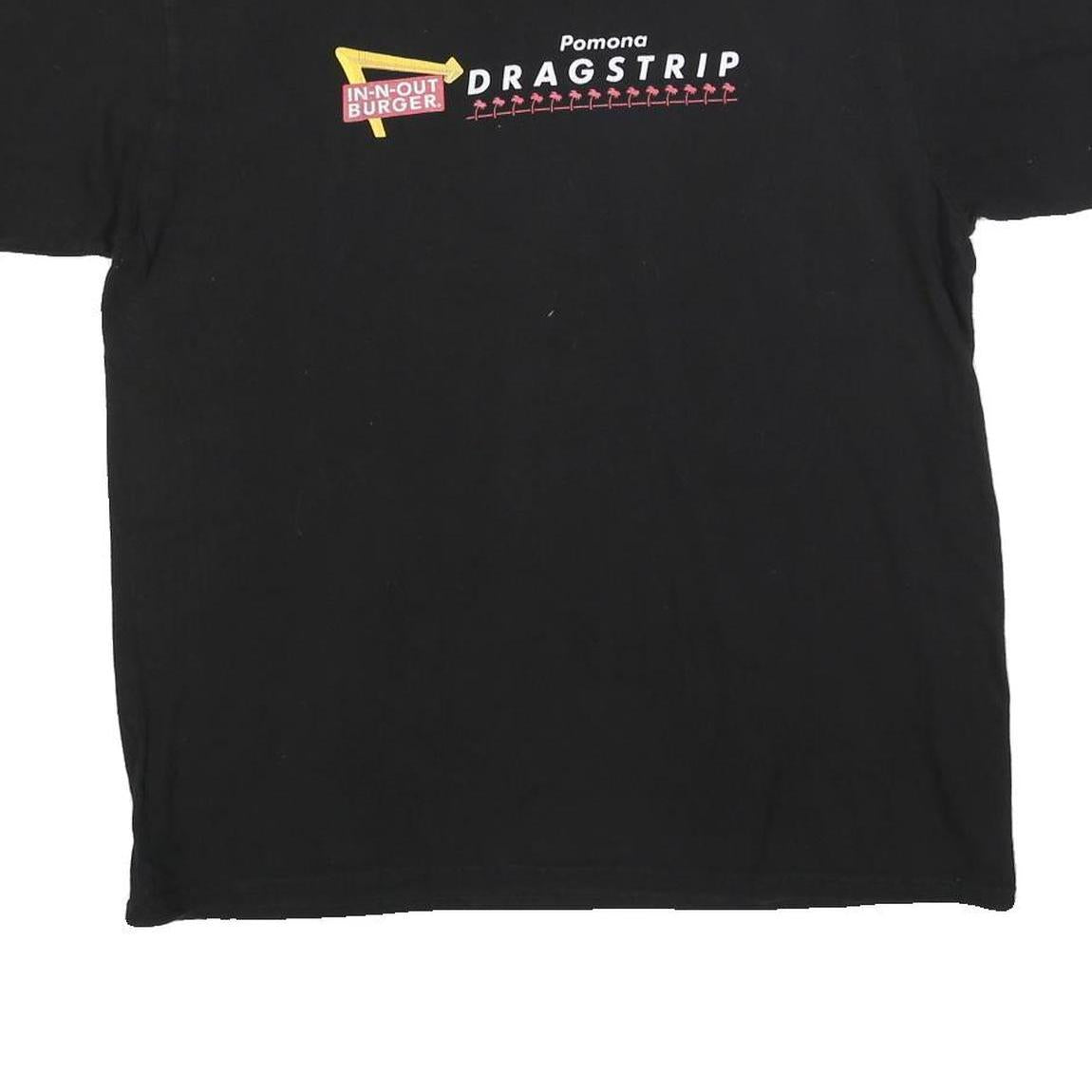 IN-N-OUT BURGER Mens Black Pomona Dragstrip Graphic T-Shirt L Short Sleeve Crew