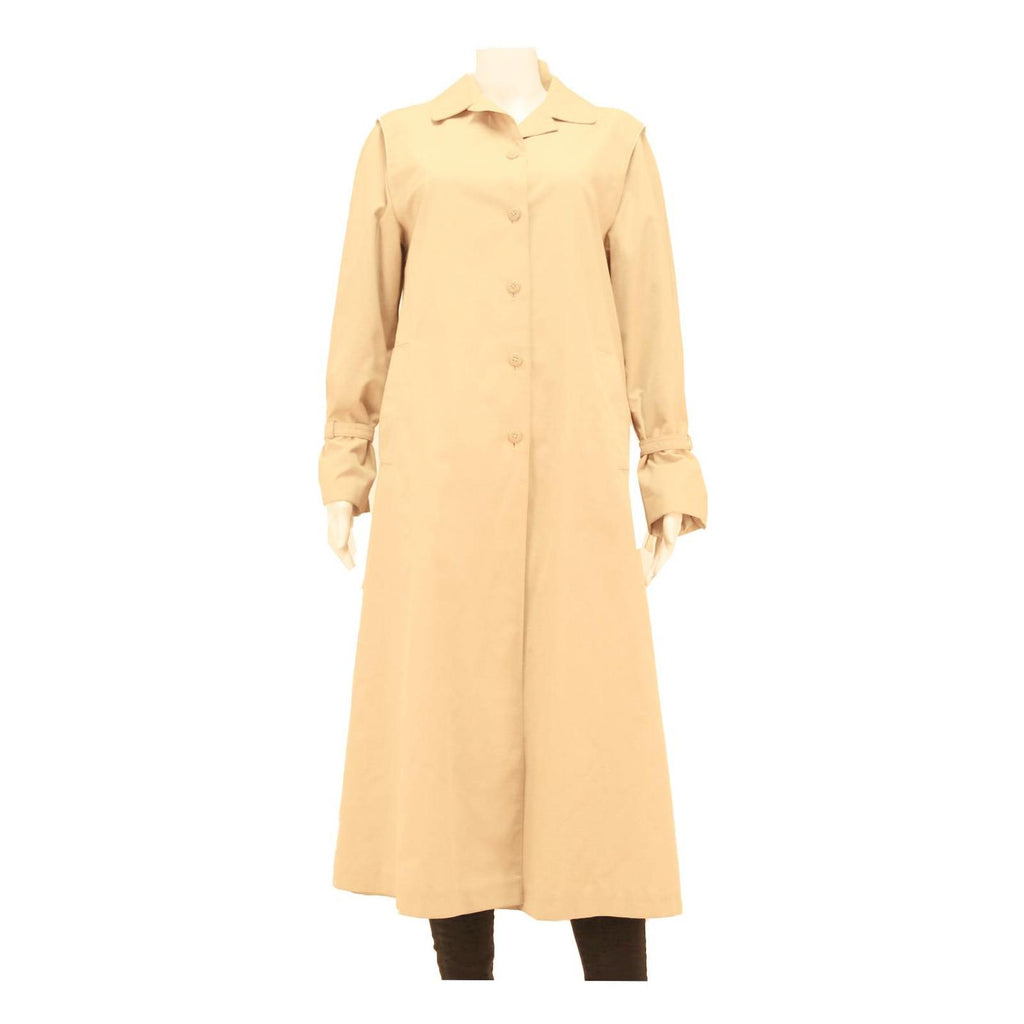 Womens Beige Button Front Long Sleeve Regular Fit Polyester Blend Jacket M Plain