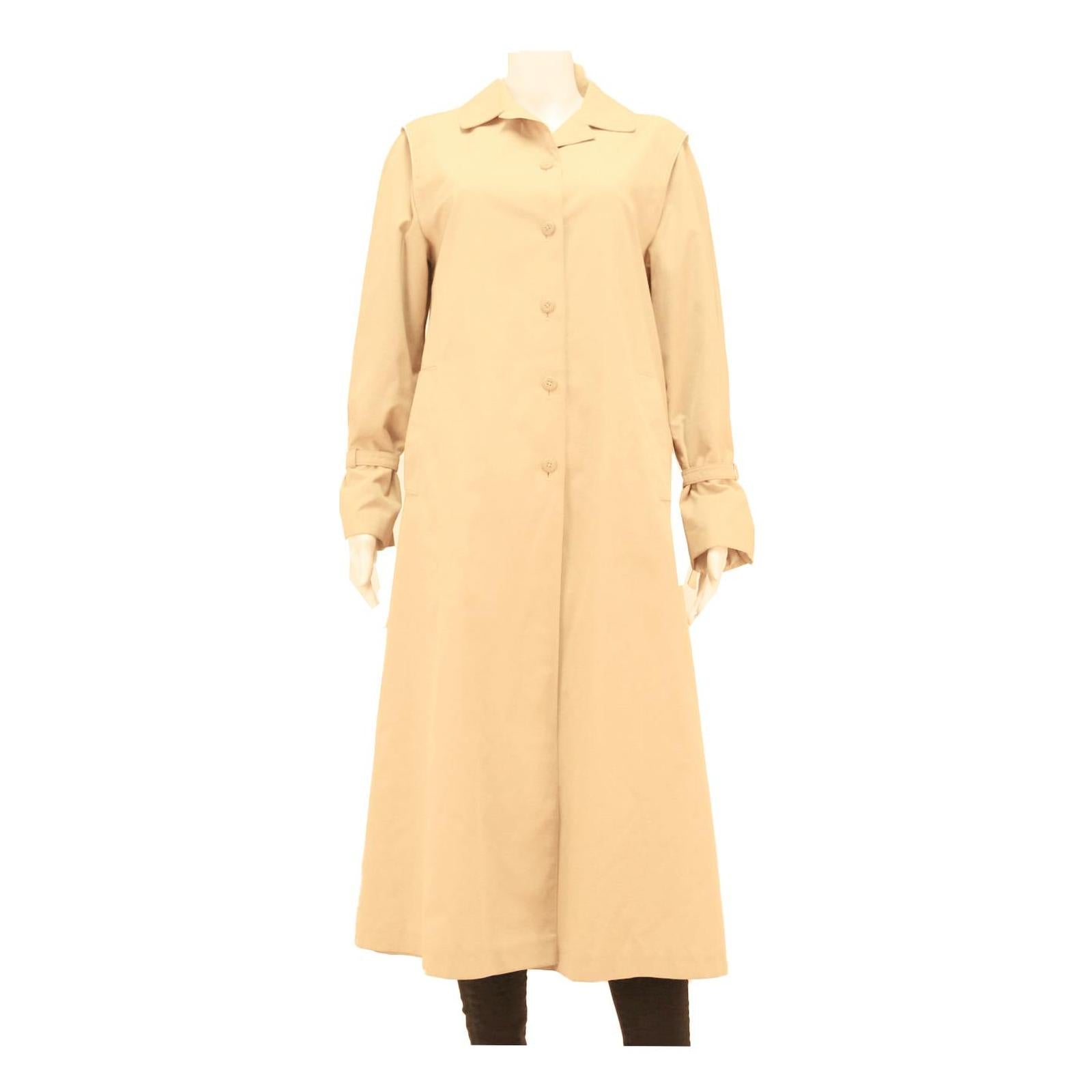 Womens Beige Button Front Long Sleeve Regular Fit Polyester Blend Jacket M Plain