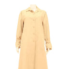 Womens Beige Button Front Long Sleeve Regular Fit Polyester Blend Jacket M Plain