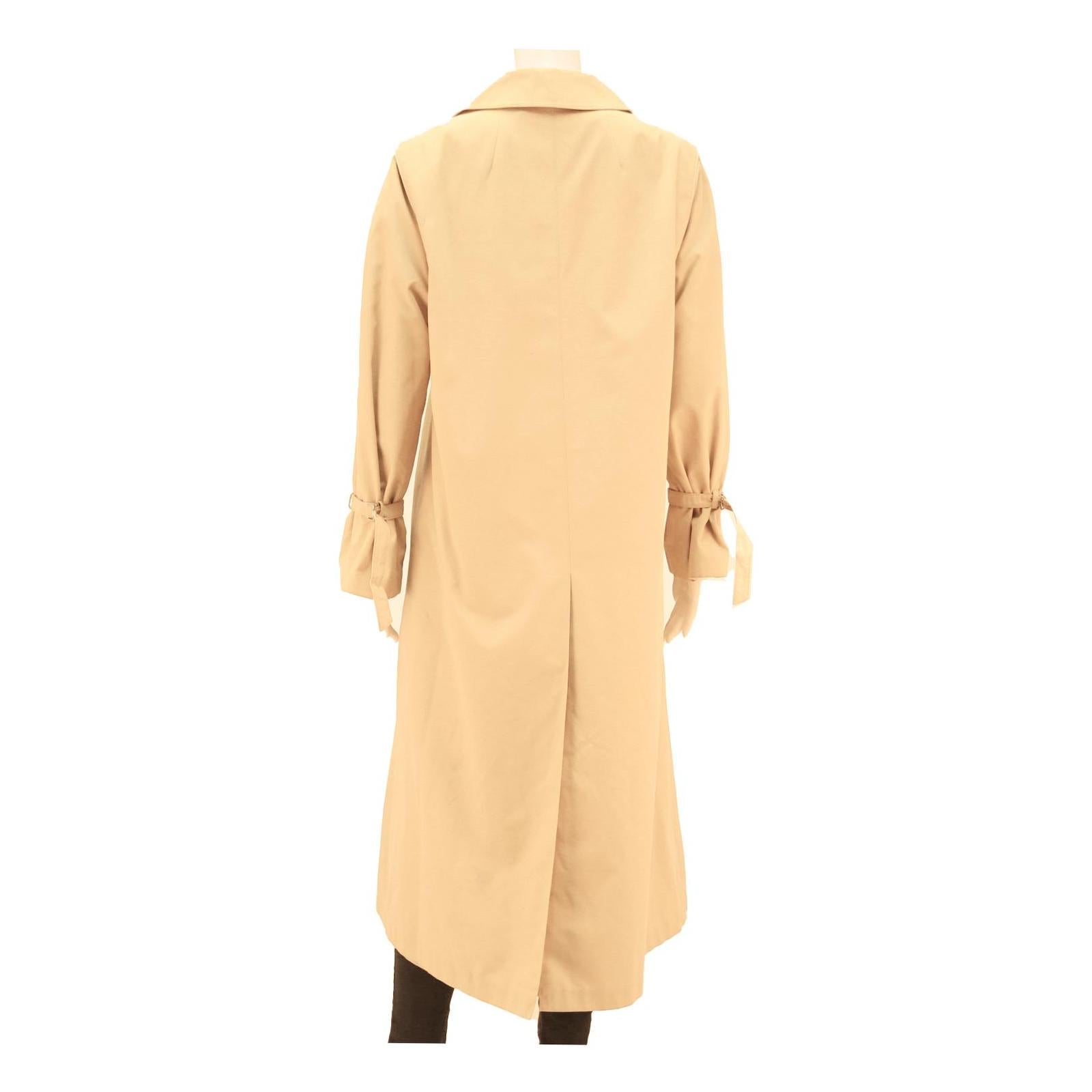 Womens Beige Button Front Long Sleeve Regular Fit Polyester Blend Jacket M Plain