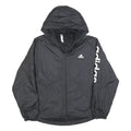 ADIDAS Womens Black Polyester Blend Track Jacket S Hooded Zip Logo Print