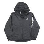 ADIDAS Womens Black Polyester Blend Track Jacket S Hooded Zip Logo Print