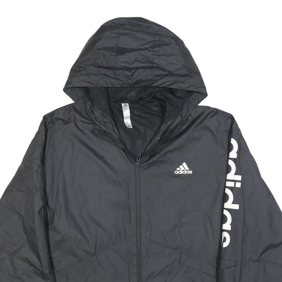 ADIDAS Womens Black Polyester Blend Track Jacket S Hooded Zip Logo Print