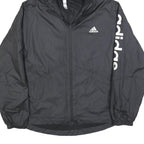 ADIDAS Womens Black Polyester Blend Track Jacket S Hooded Zip Logo Print