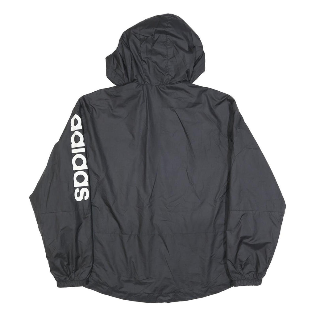ADIDAS Womens Black Polyester Blend Track Jacket S Hooded Zip Logo Print