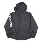 ADIDAS Womens Black Polyester Blend Track Jacket S Hooded Zip Logo Print