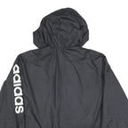 ADIDAS Womens Black Polyester Blend Track Jacket S Hooded Zip Logo Print