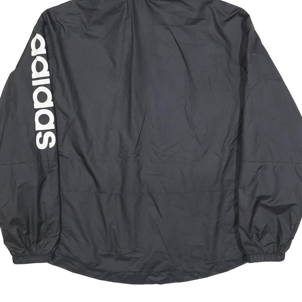 ADIDAS Womens Black Polyester Blend Track Jacket S Hooded Zip Logo Print