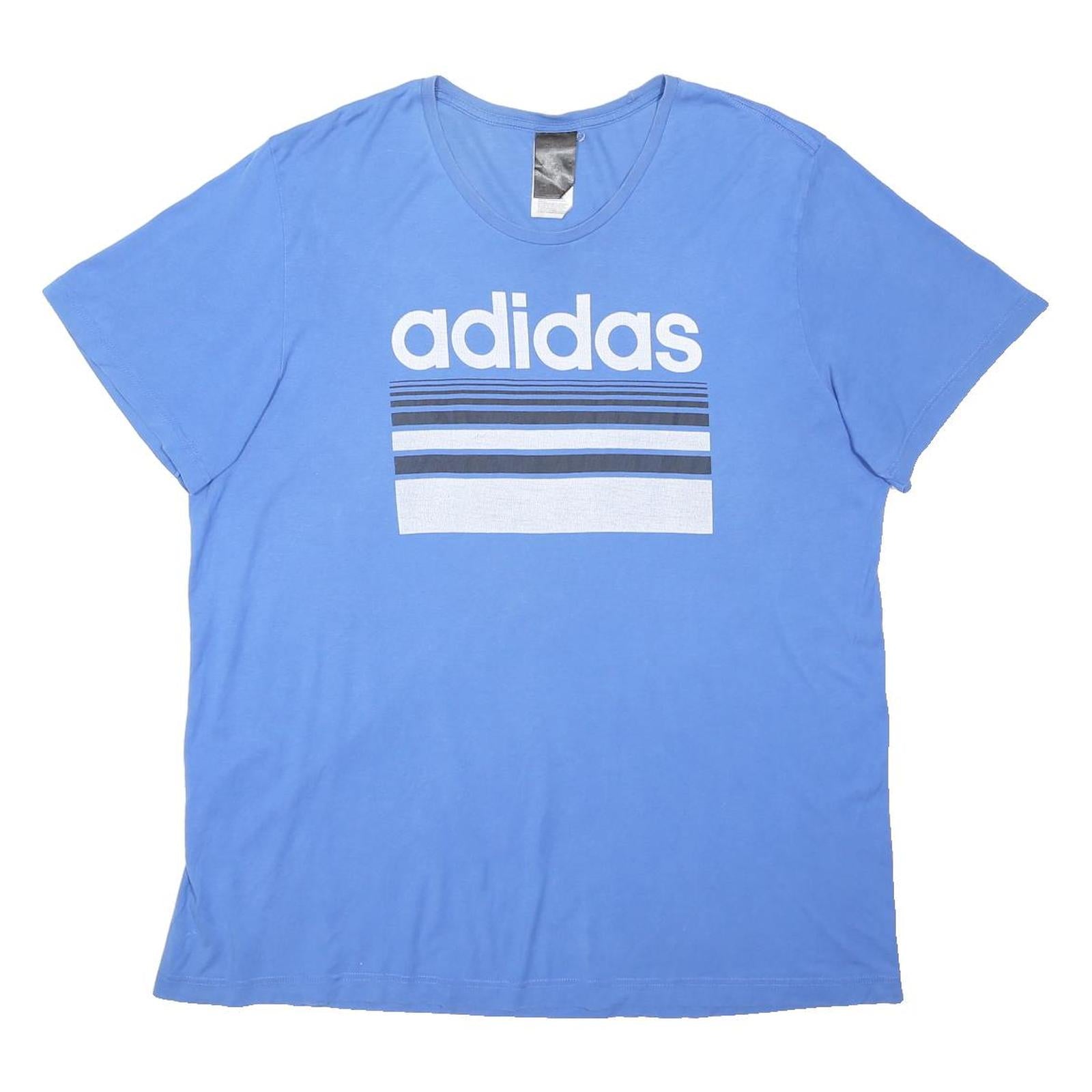ADIDAS Mens Blue Graphic T-Shirt XL Short Sleeve Crew Neck Cotton Blend Casual