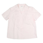 Womens Pink Embroidered Cotton Blend Shirt Short Sleeve Collared Size L Casual