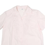 Womens Pink Embroidered Cotton Blend Shirt Short Sleeve Collared Size L Casual