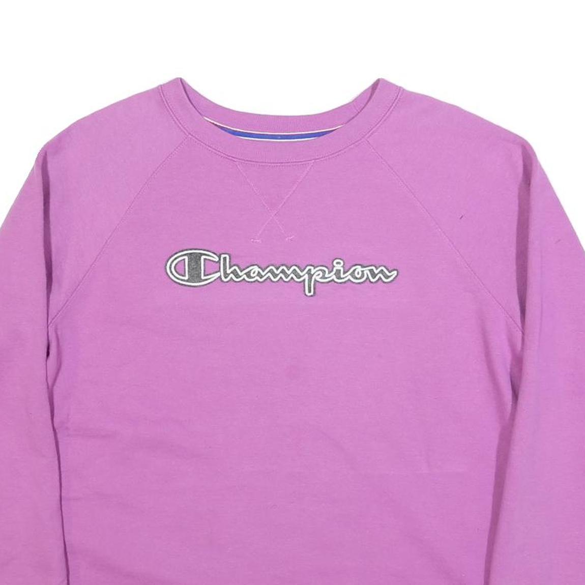 CHAMPION Womens Purple Crew Neck M Sweatshirt Cotton Blend Raglan Sleeve Casual