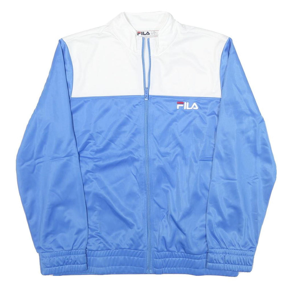 FILA Womens Blue & White Shell Jacket L Polyester Blend Zip Sportswear Casual
