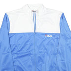 FILA Womens Blue & White Shell Jacket L Polyester Blend Zip Sportswear Casual